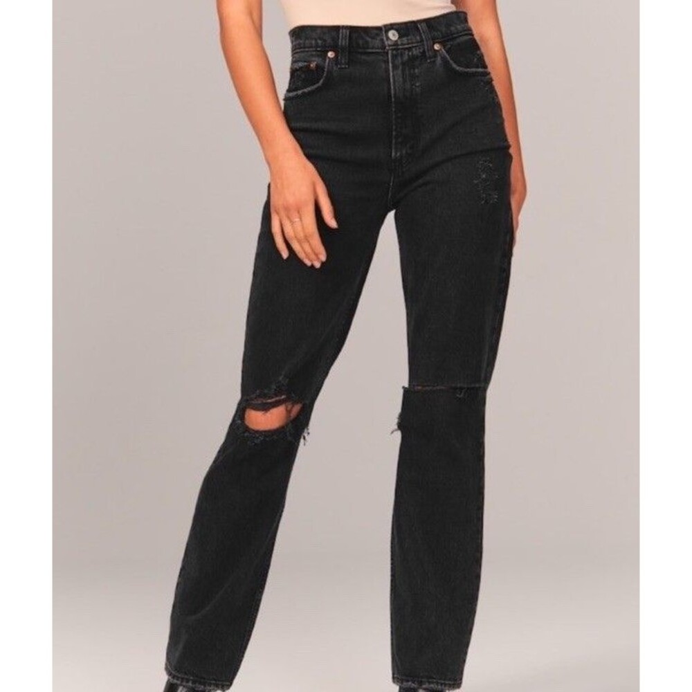 Abercrombie & Fitch Black Jeans 30/10R The 90s Straight Ultra High Rise Curvy